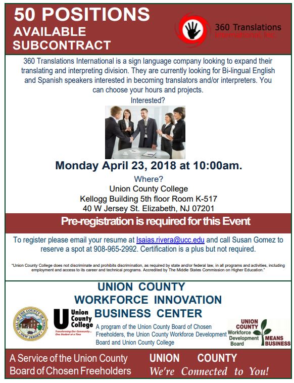 Job Fairs and Opportunities County of Union, New Jersey