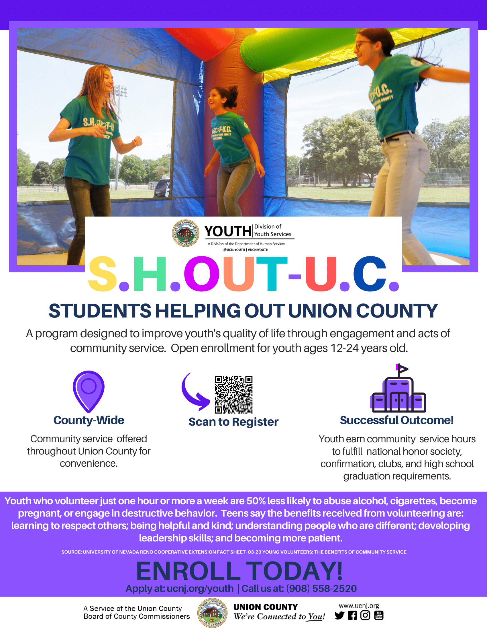 Flyer for S.H.OUT-U.C.(Students Helping Out Union County)