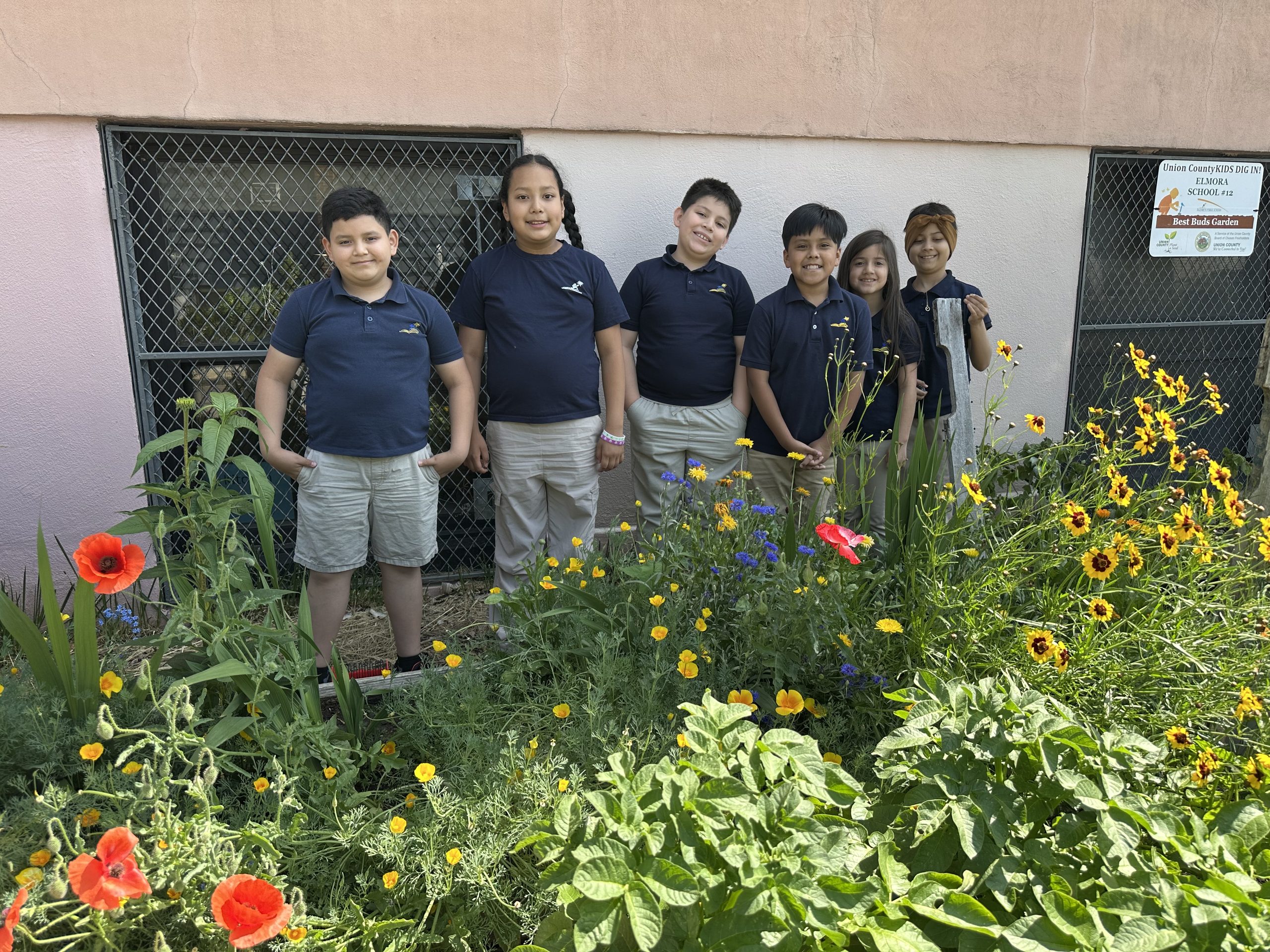 Picture of School No. 12 students in their outdoor garden