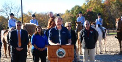 Union County Freeholder Vice Chairman Bruce Bergen joined Freeholders Linda Carter, Angel G, Estrada and Alexander Mirabella, Union County Clerk Joanne Rajoppi and County Manager Alfred Faella in breaking ground on a $2.3 million improvement of the Watchung Stables in Mountainside. The improvements include a new indoor riding ring, the renovation of the three existing outdoor rings, paddocks and fencing. 