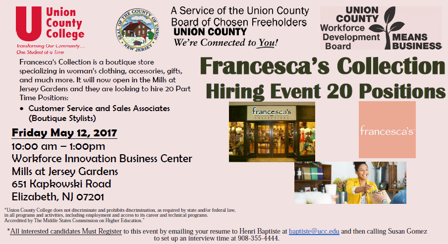 Job Opportunities At Francesca S Collection County Of Union