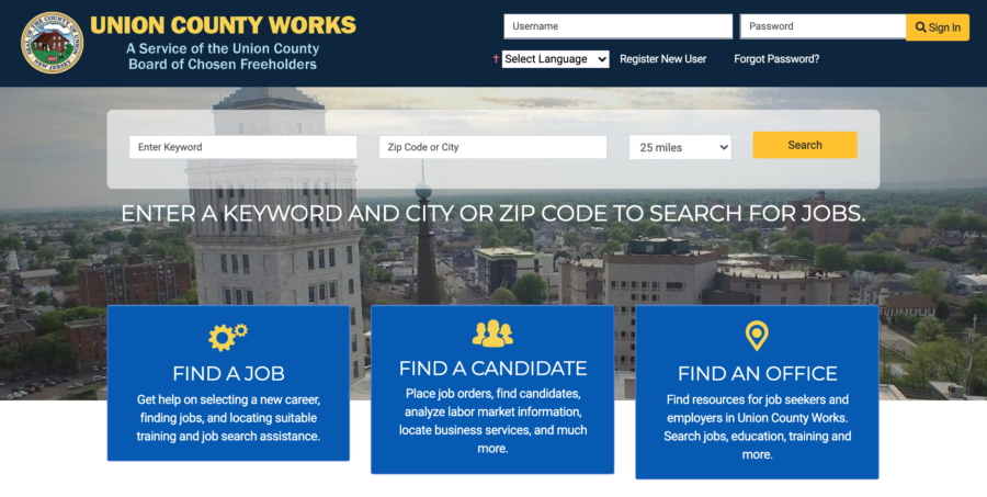 Image of Union County Works website page