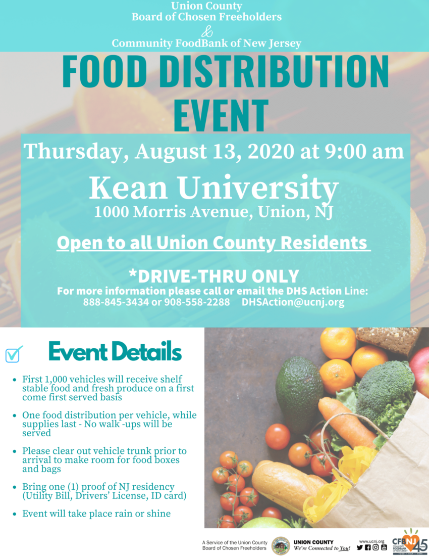 Union County Announces DriveUp Food Distributions at Kean University