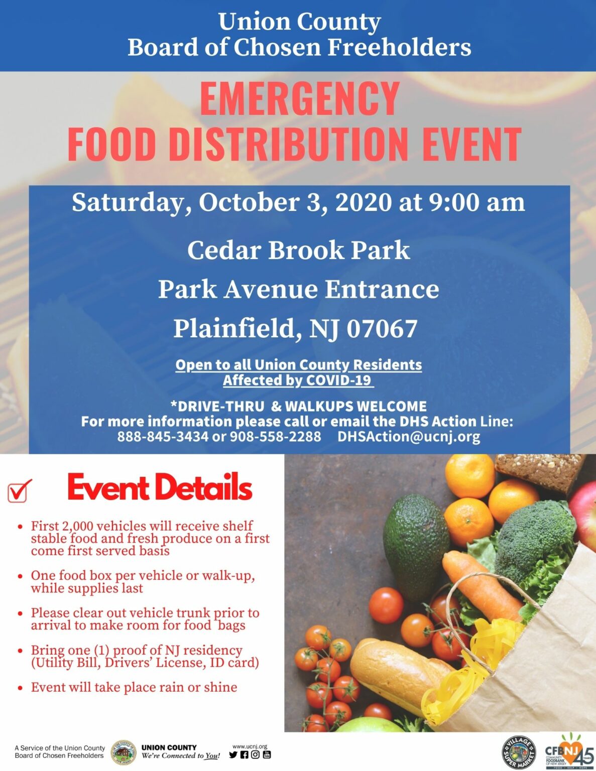 Union County Announces COVID-19 Emergency Drive-Up and Walk-Up Food ...