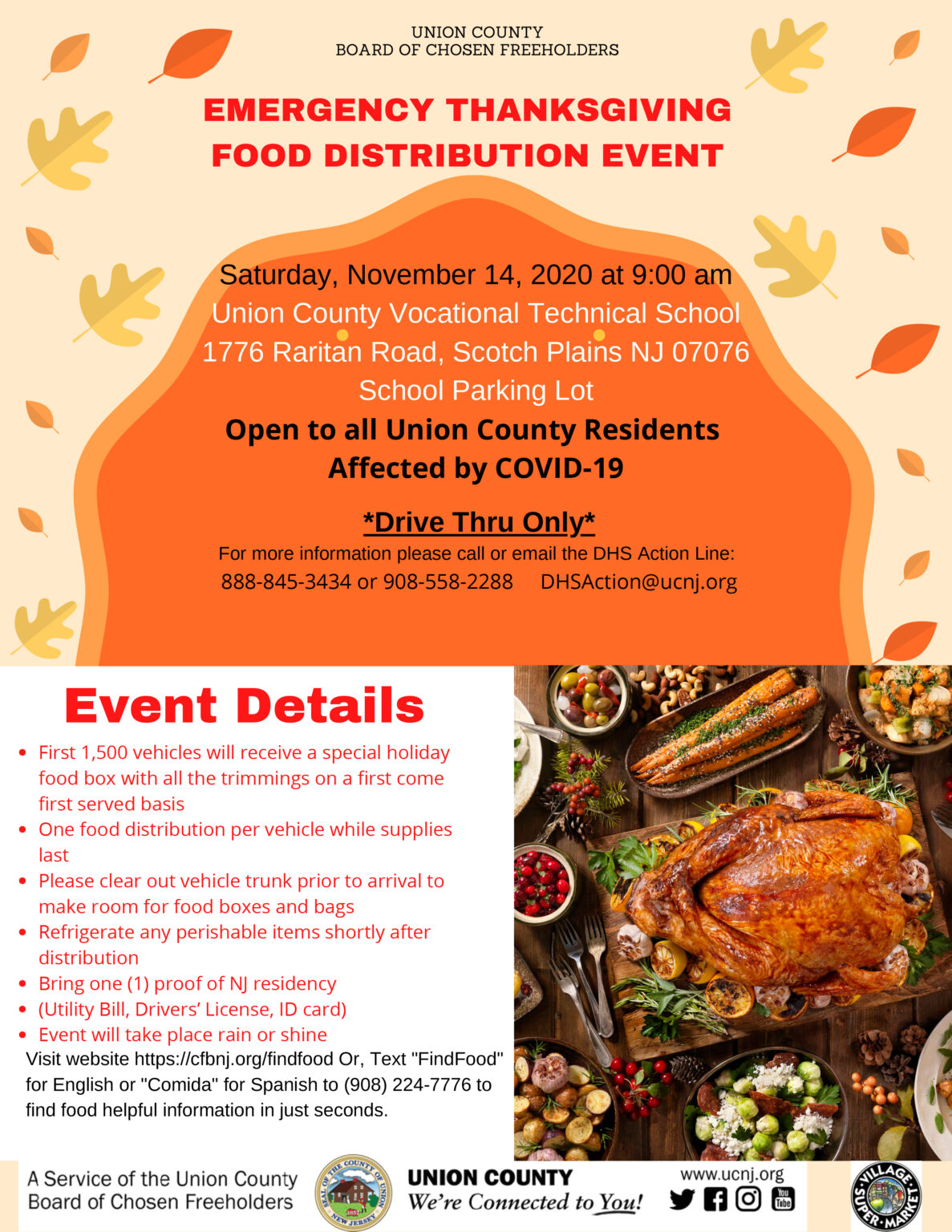 County Announces COVID 19 Emergency Thanksgiving Drive Up Food
