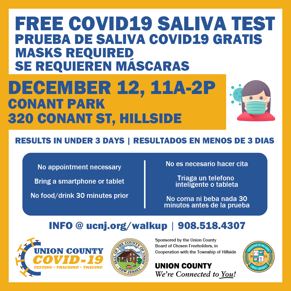 Union County Announces Free COVID19 Testing in Hillside County of Union