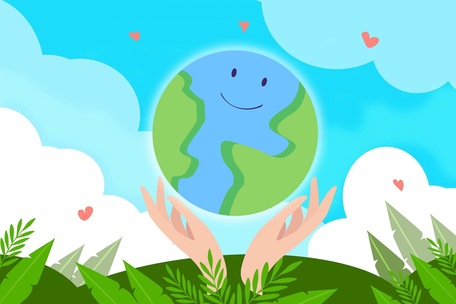 happy earth floating in a pair of hands
