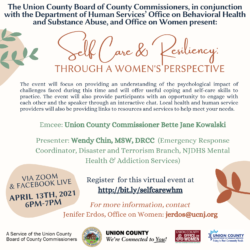 self care and resilience through a women's perspective virtual event flyer