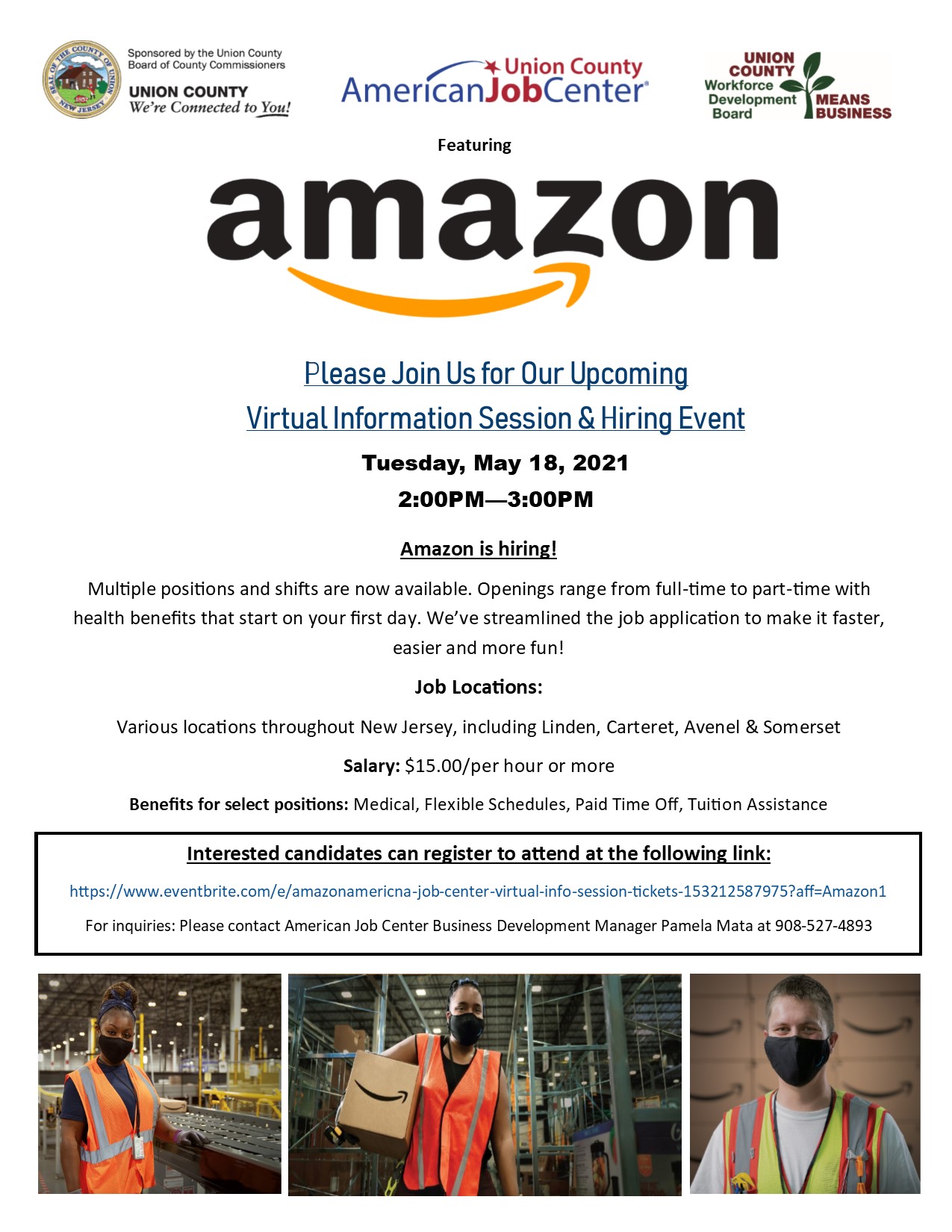 amazon virtual information and hiring event flyer