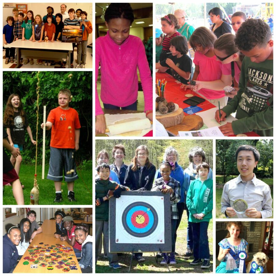 collage of kids presenting and participating in activities