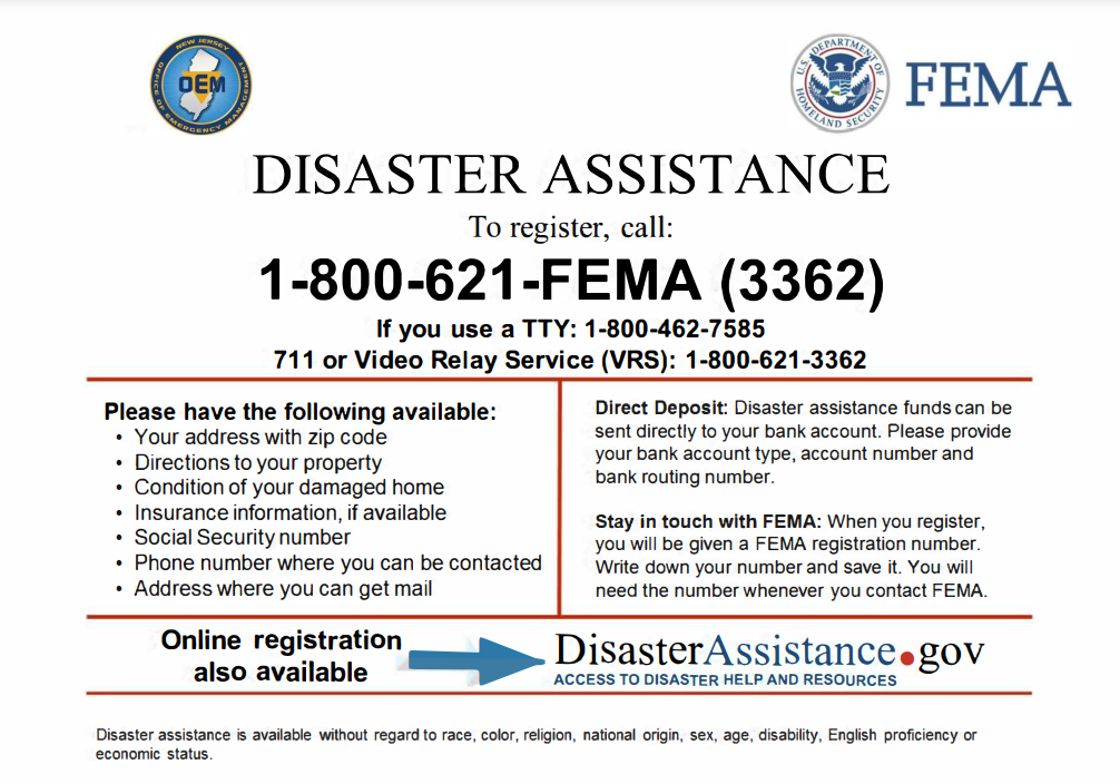 disaster assistance registration info