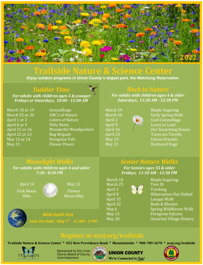 trailside nature and science center programs flyer