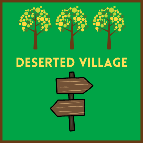 deserted village  wooden directional signs