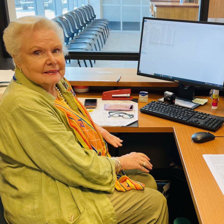 A woman working at a desk