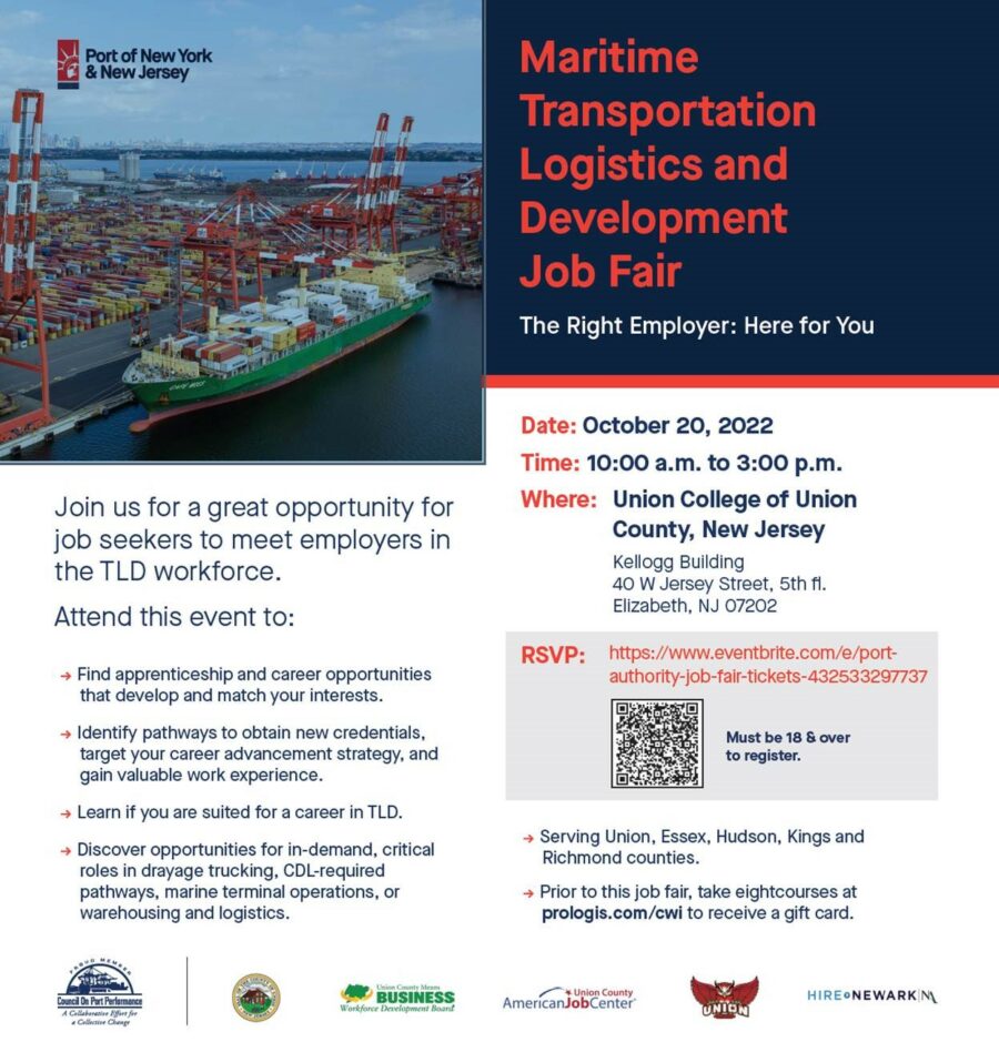 marine transportation logistics and development job fair flyer
