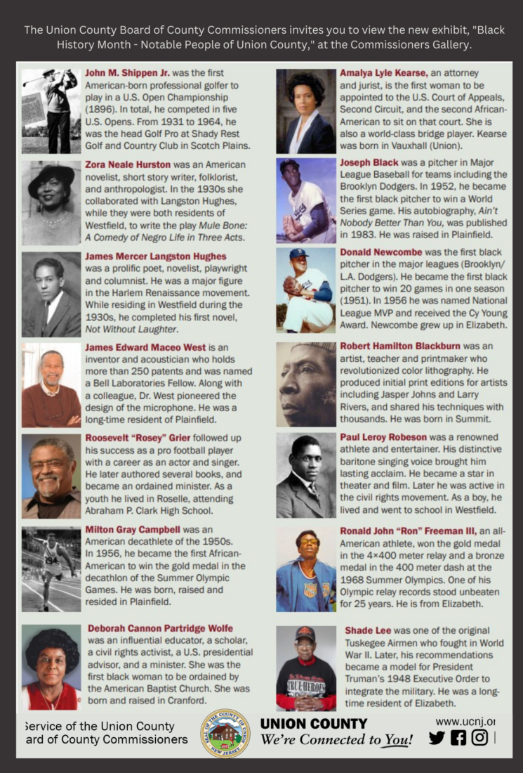black history month notable people of union county flyer