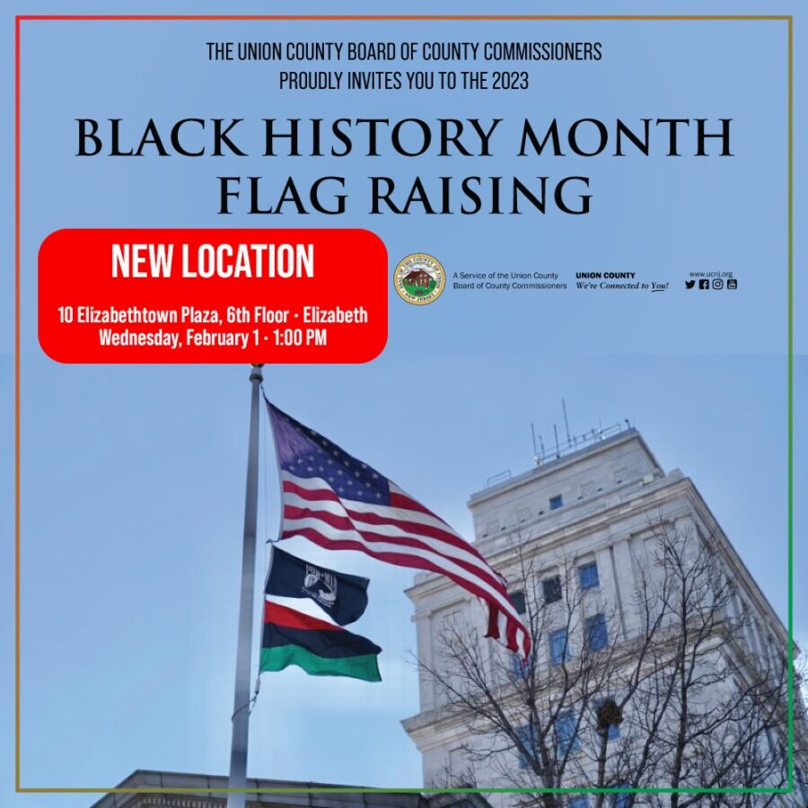 black history month flag raising flyer