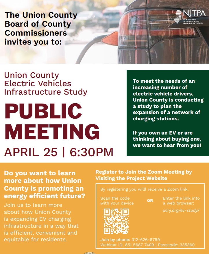 union county electric vehicle infrastructure study public meeting flyer