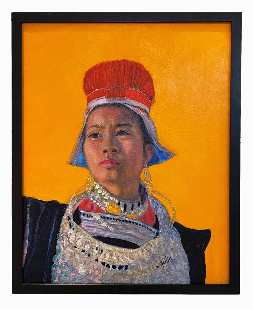 oil painting of a traditionally dressed woman