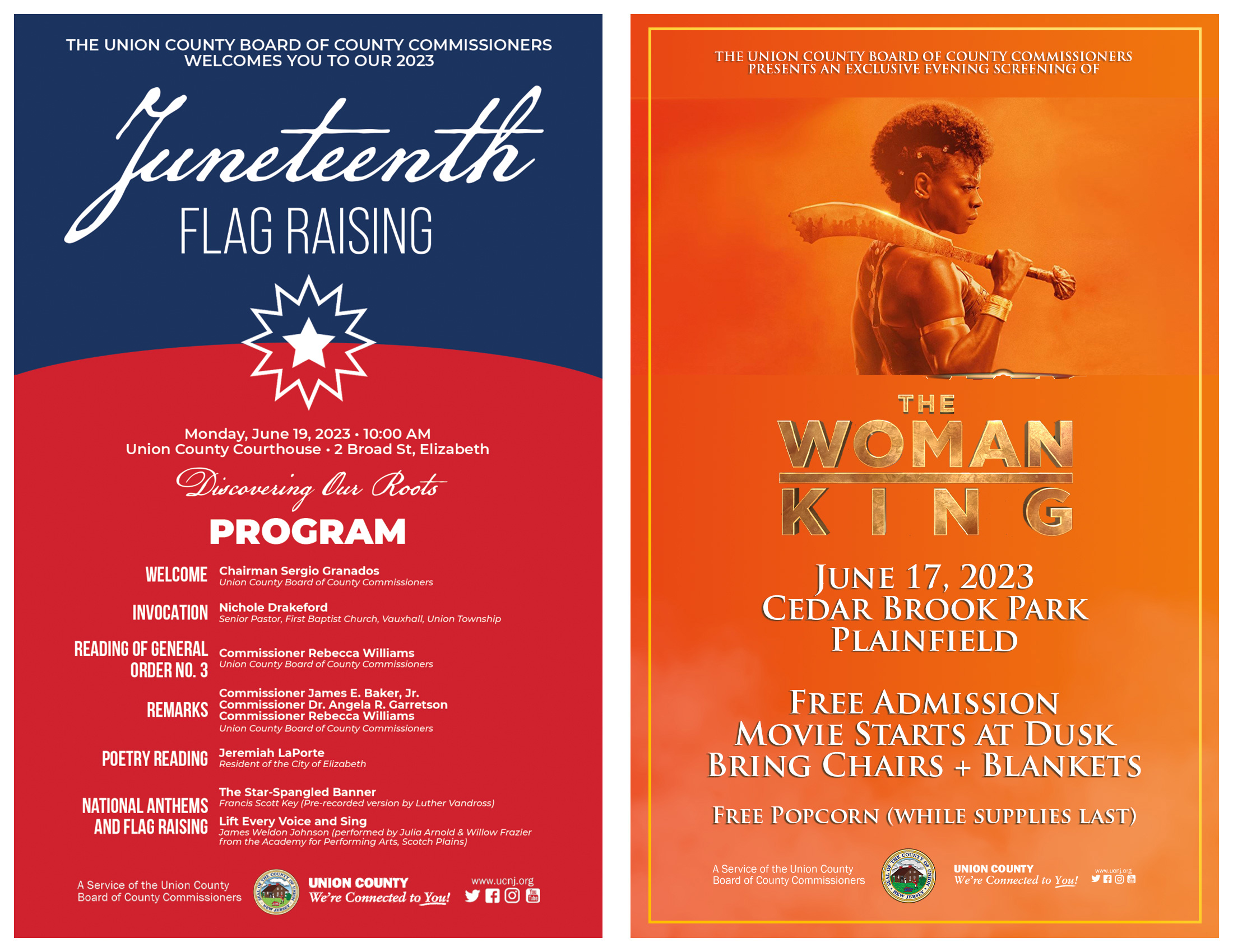Juneteenth and the woman king screening flyer