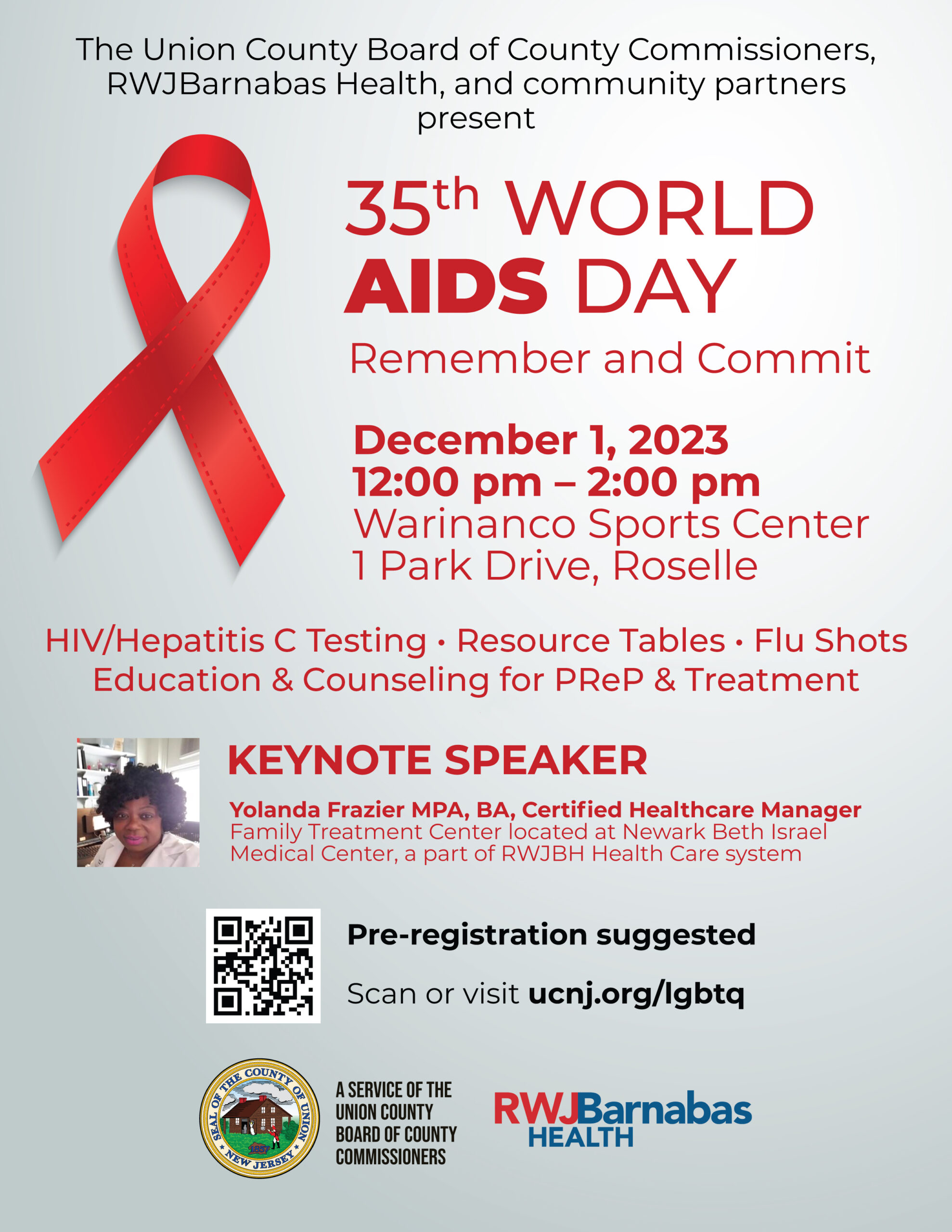Union County Announces Commemoration of World AIDS Day – Remember and Commit: 35 Years of Progress