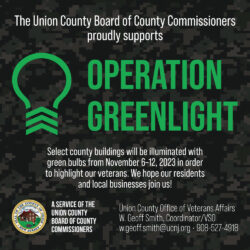 Union County to Participate in Operation Green Light for Veterans in November