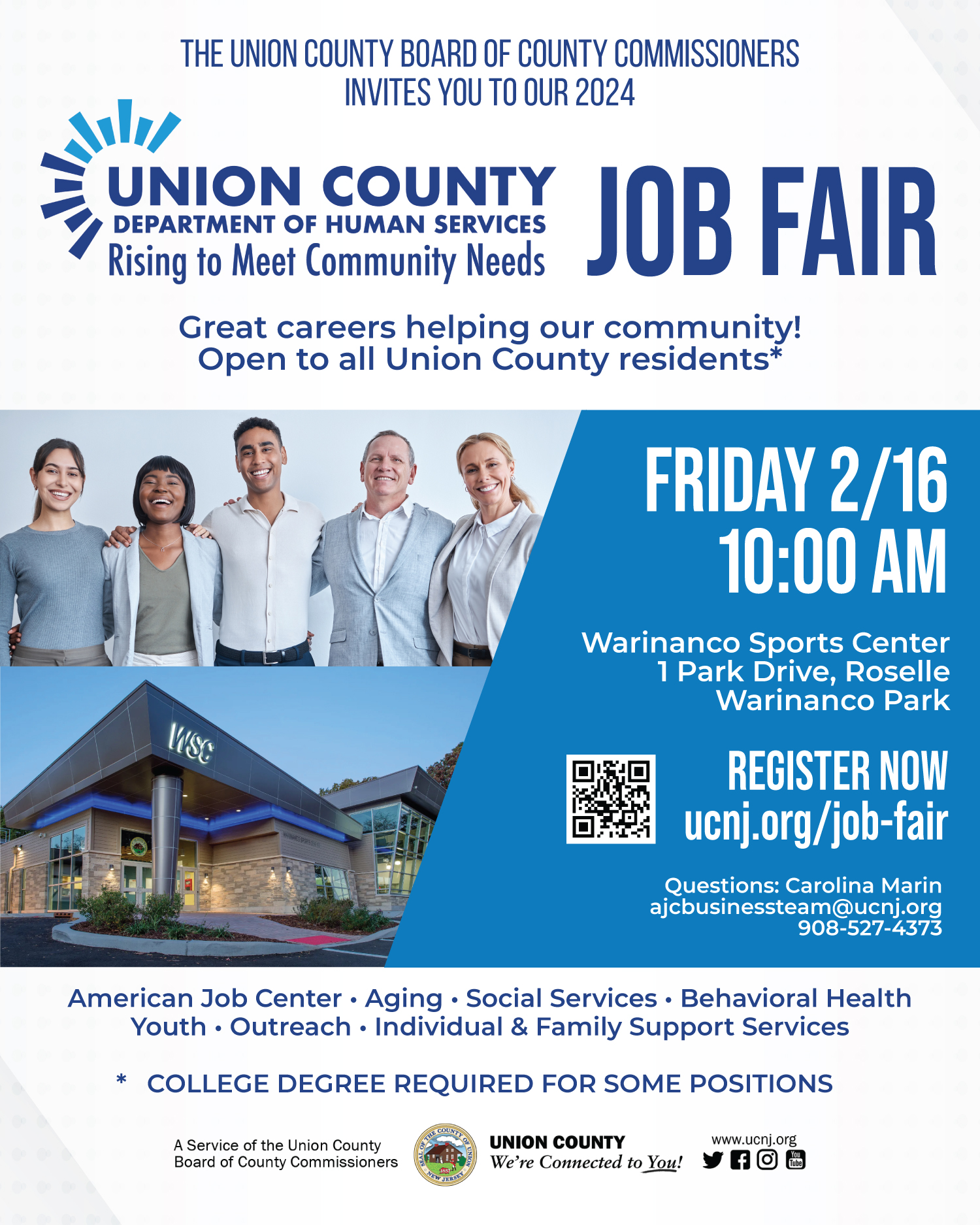 Union County to host Exclusive Job Fair for Careers within the Department of Human Services