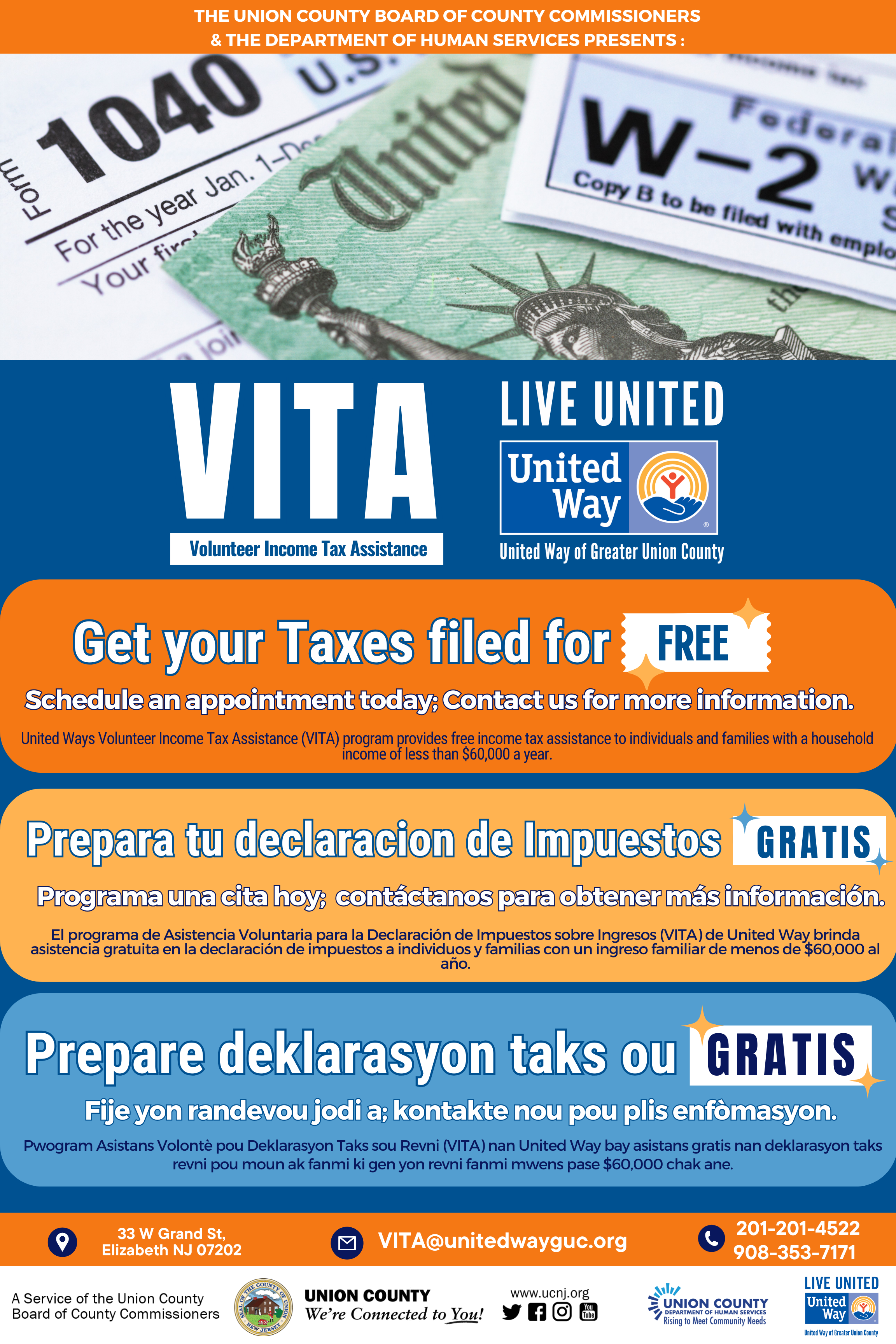 Union County Partners With United Way to Launch Free Volunteer Income Tax Assistance Program
