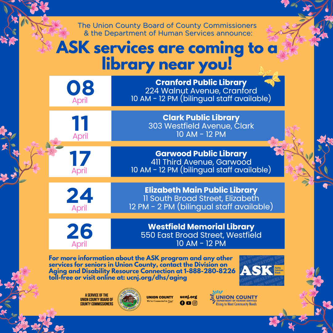 Union County’s Aging Services Kiosk (ASK) to Visit Five Local Libraries in April