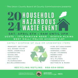 Union County’s First Free Household Hazardous Waste Event of the 2024 Season is Scheduled for April 6th