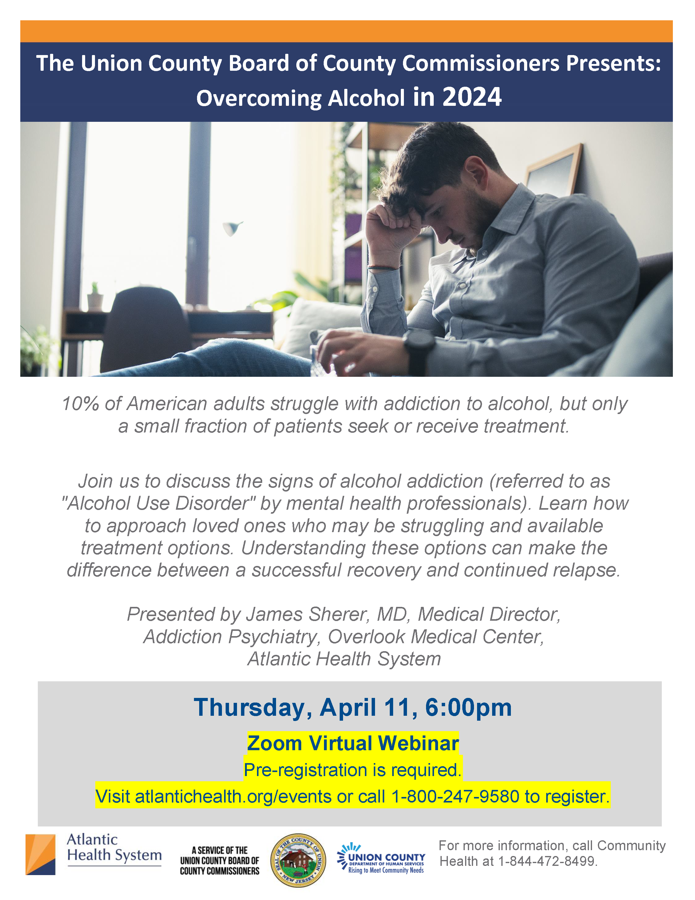 Union County presents: “Overcoming Alcohol In 2024” A Virtual Learning Session, April 11th
