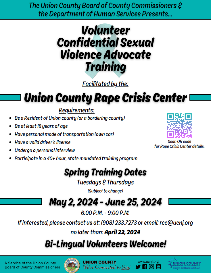 Union County Seeking Residents to Train as Advocates for Victims of Sexual Violence
