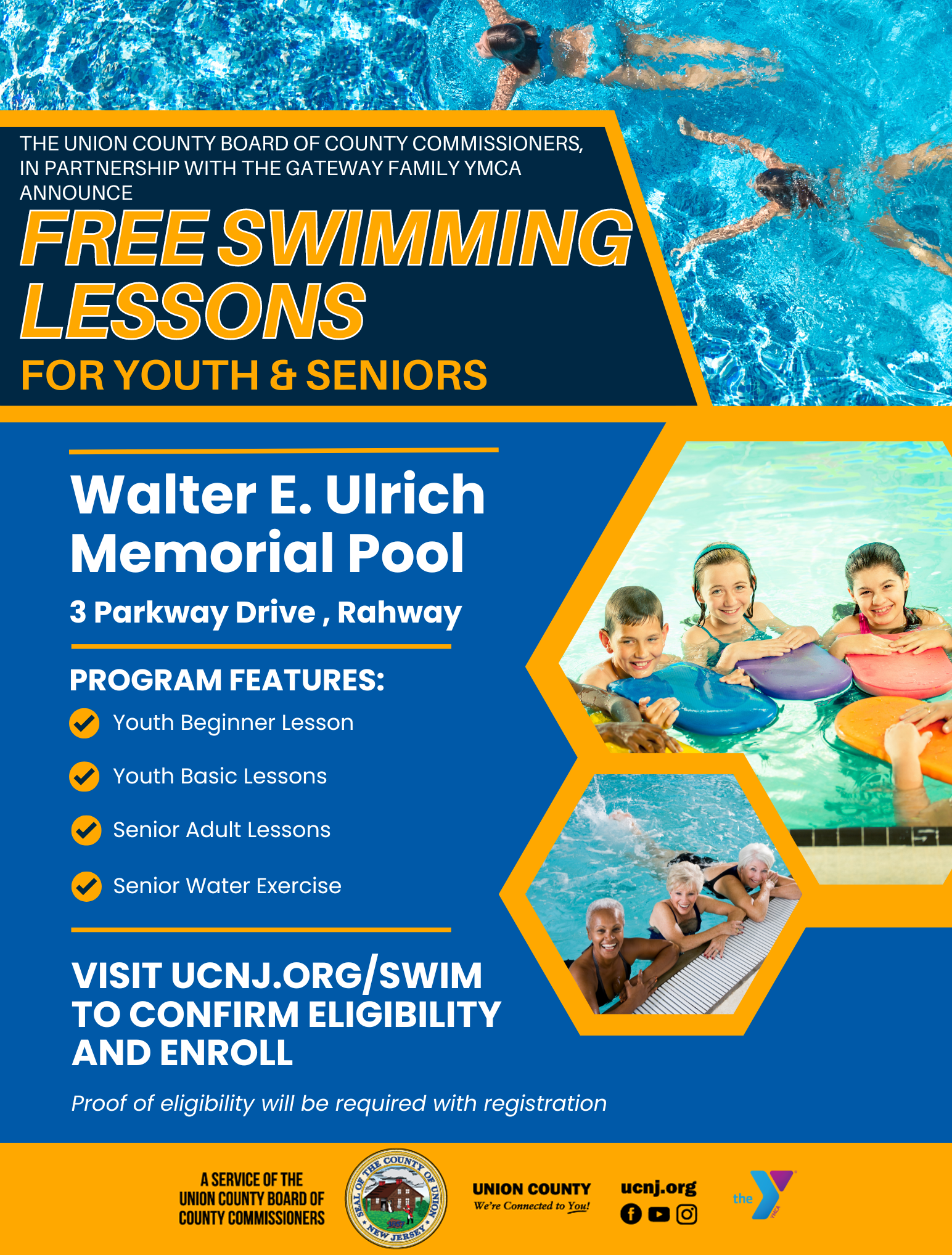 Free Swimming Lessons for Children and Seniors returns to Union County this Summer