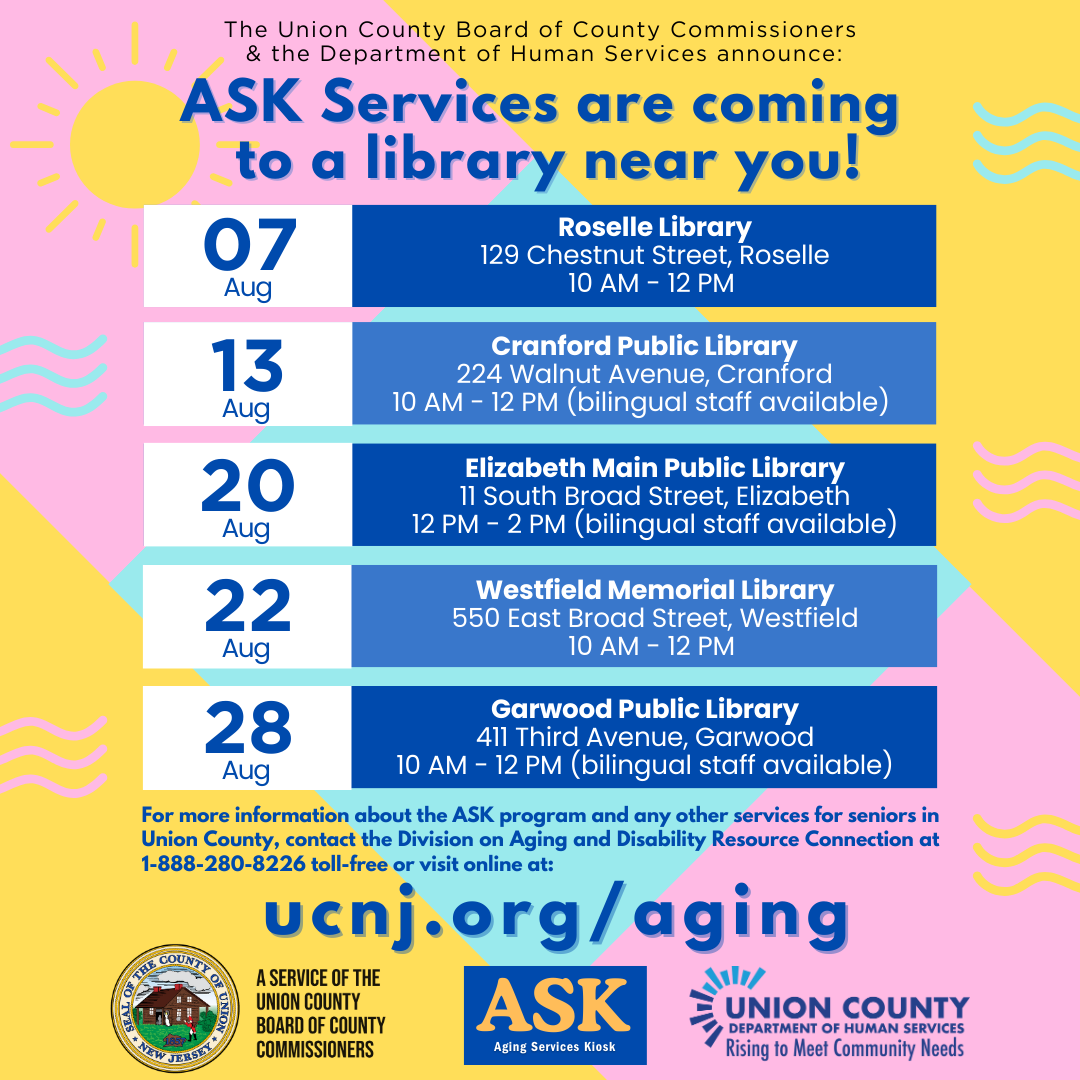 Union County’s ‘ASK’ Services Kiosk Continues to Serve the Senior Community With Five New Dates in August