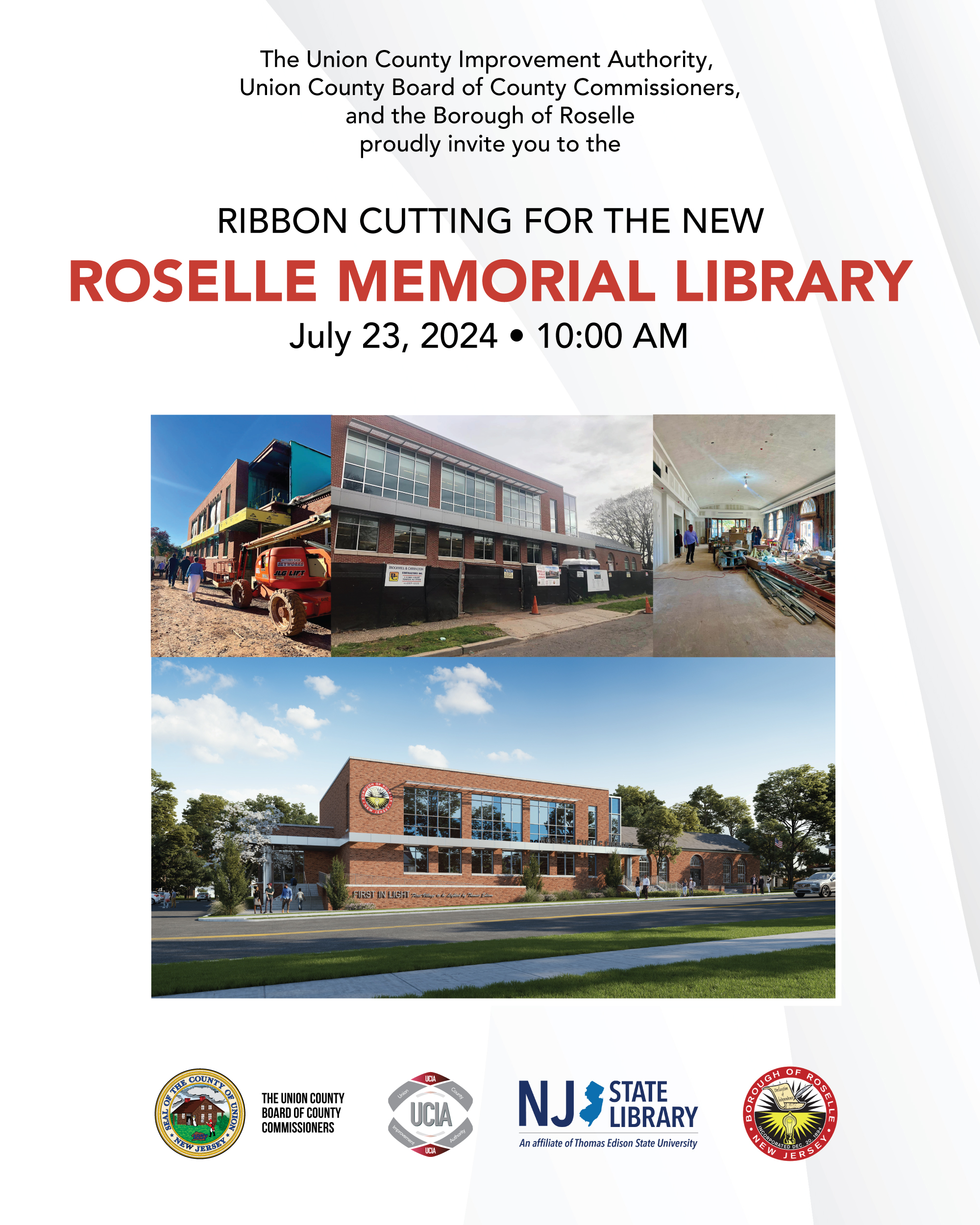 Union County to Celebrate the Grand Opening of the Newly Renovated Roselle Memorial Library