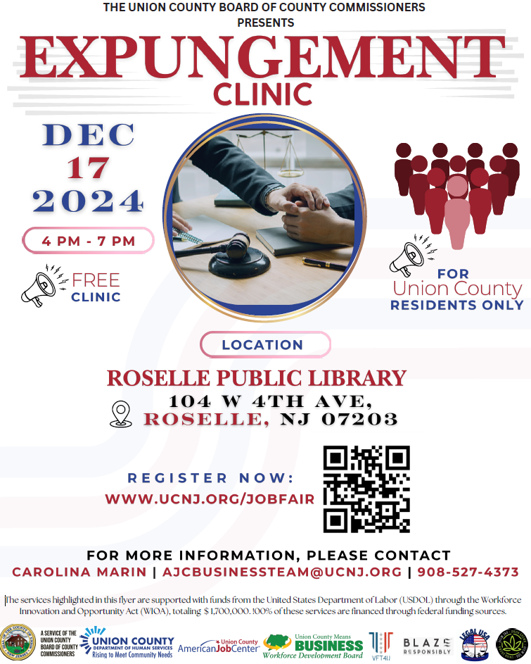 Union County Helps Residents Secure a Fresh Start With Return of Free Expungement Clinic, Dec. 17th