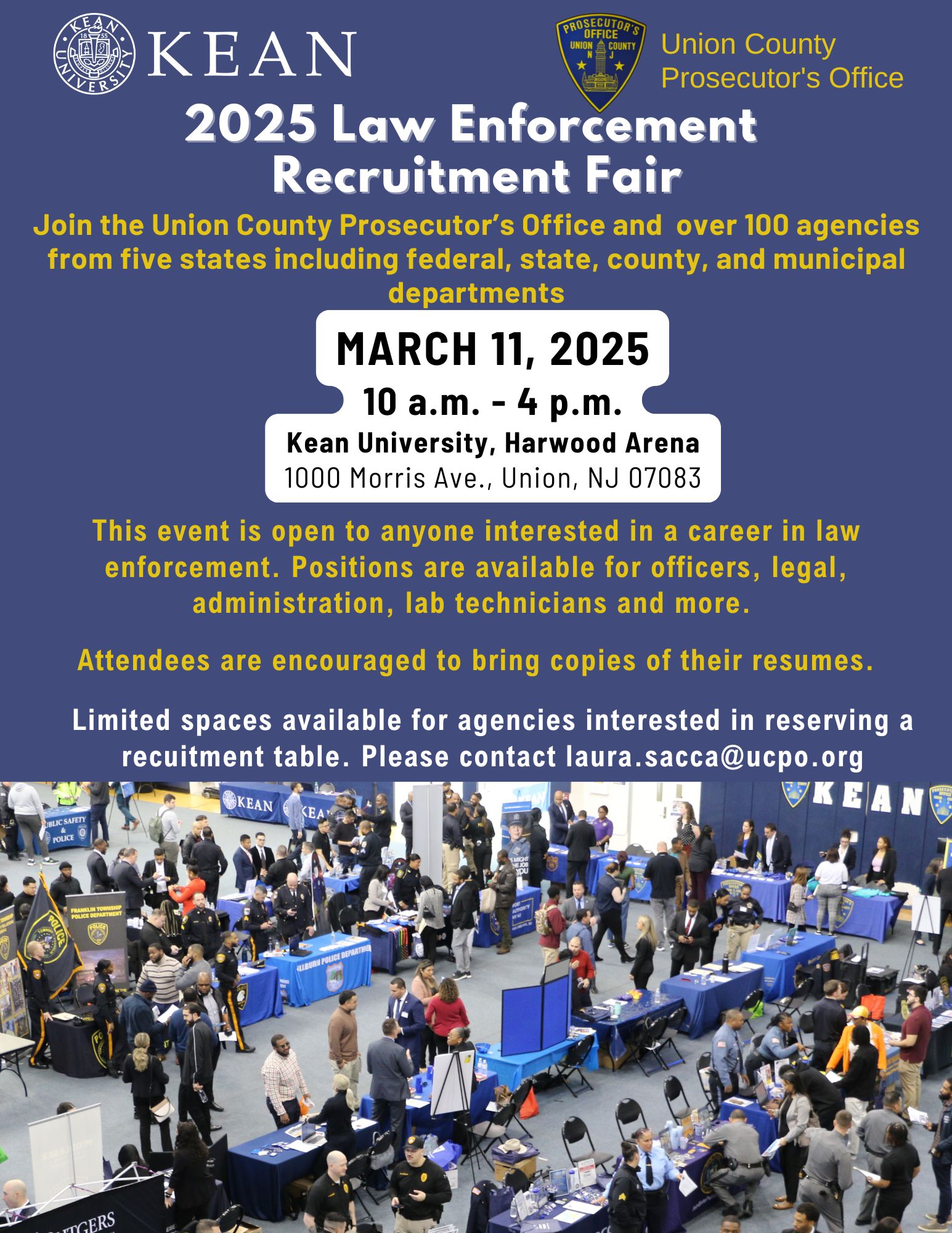 Union County Prosecutor’s Office and Kean University to Host Multi-Agency Law Enforcement Recruitment Fair, with Agency Recruitment Spanning Five States