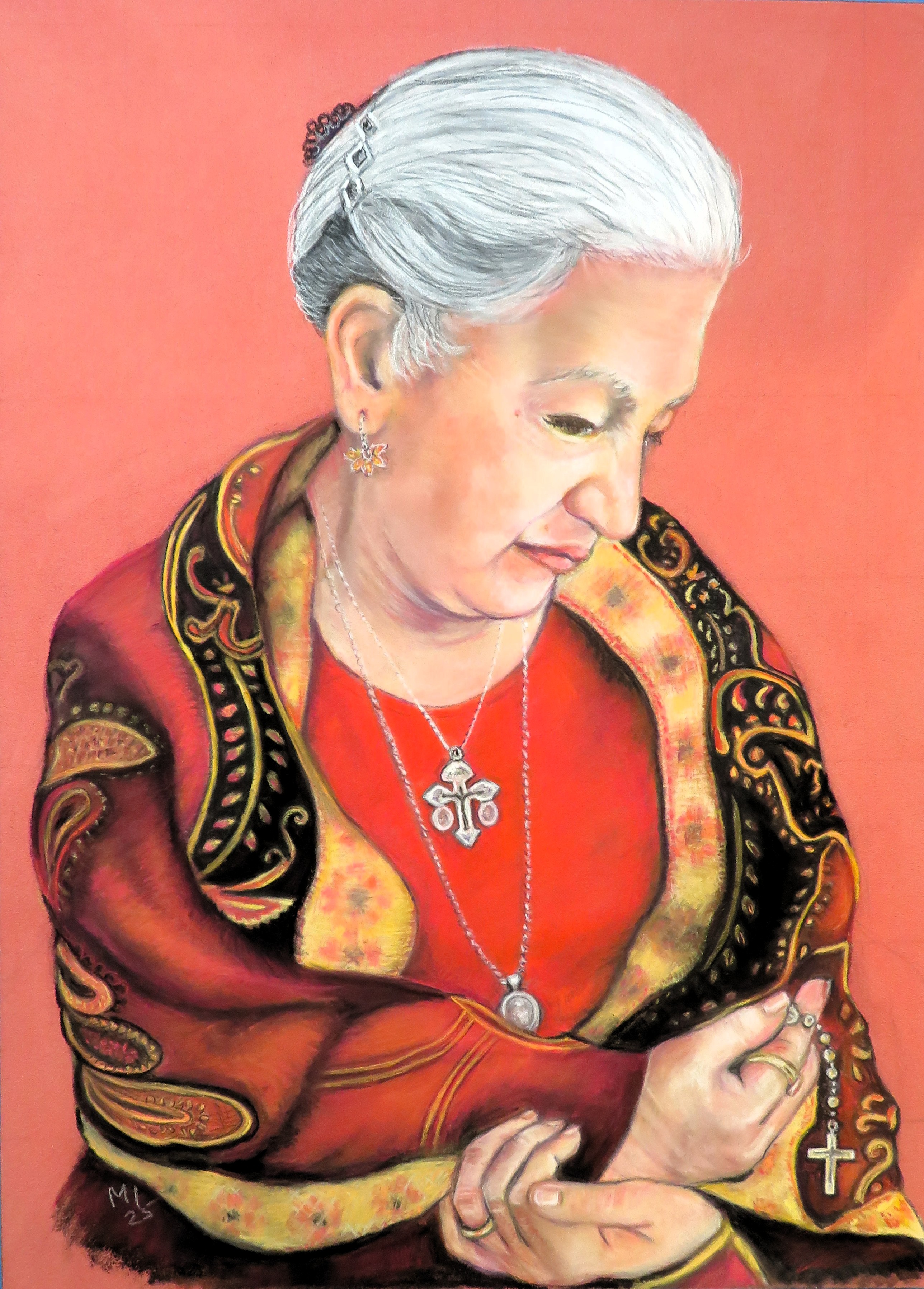 Pie de foto: La obra en pastel titulada «Prayer Warrior», de Mary Ann Imbriaco (Hillside), fue galardonada con el Premio a la Mejor Obra de un Artista Profesional.