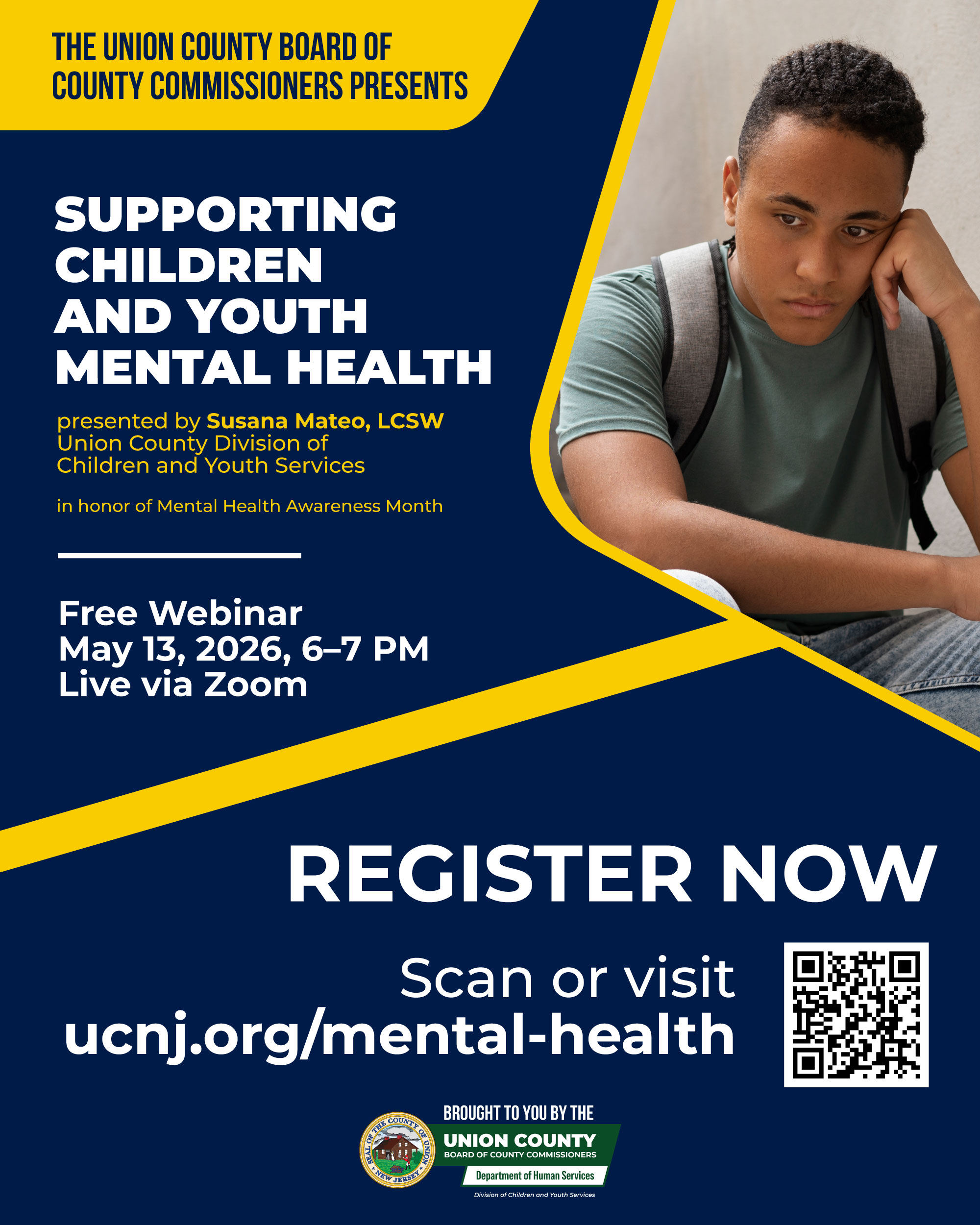 Union County Acknowledges Mental Heath Awareness Month With Youth-Focused Webinar on May 13th
