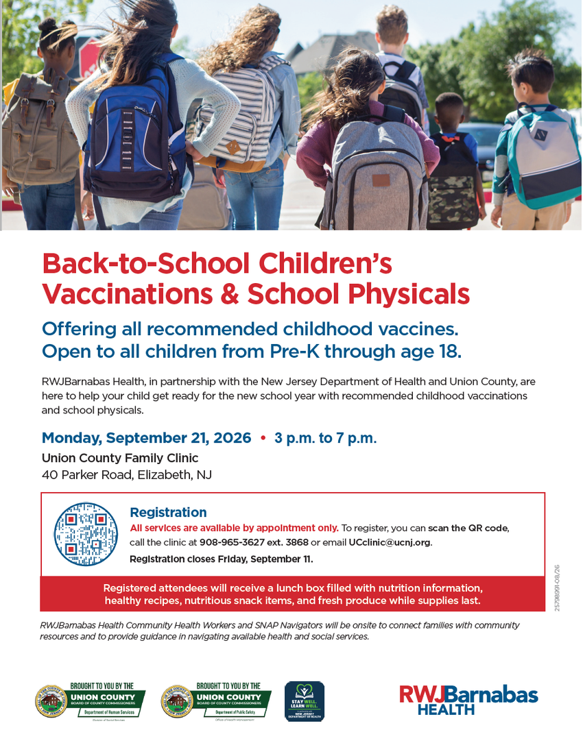 Union County Offers Back-to-School Vaccinations and School Physicals for Children