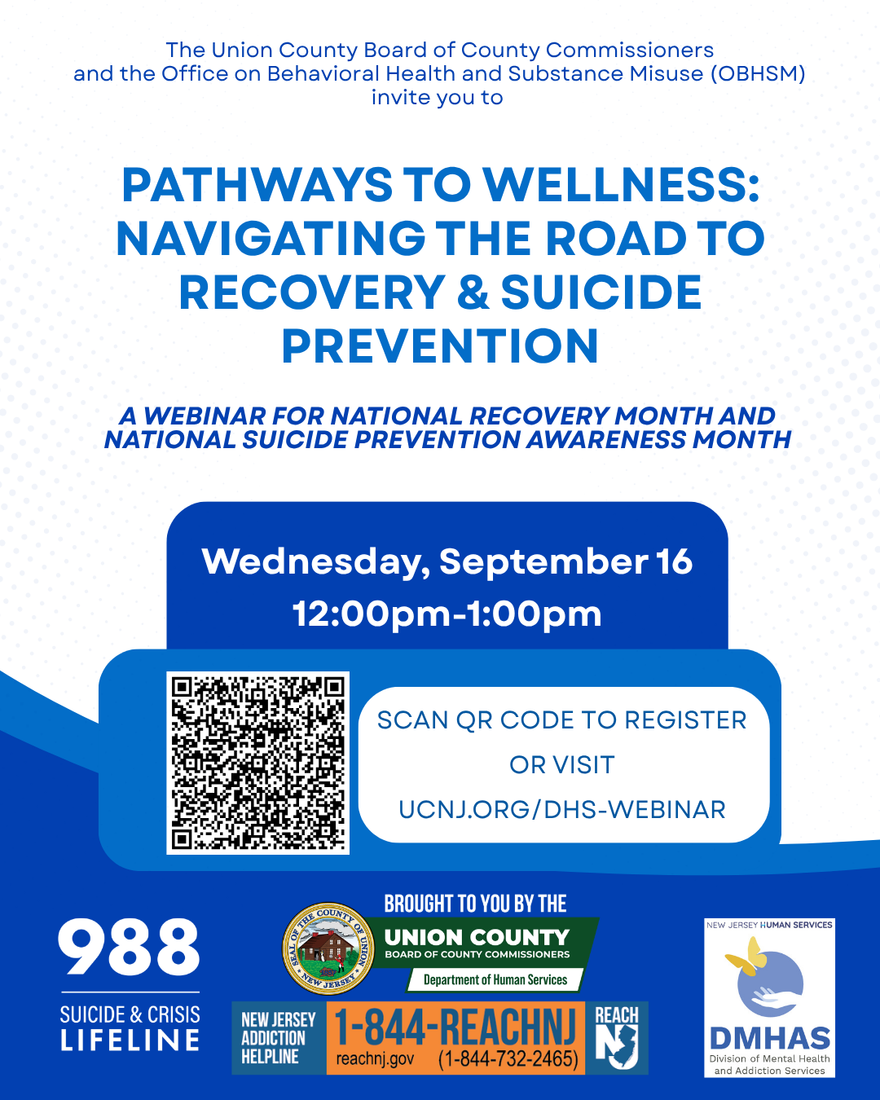 A flyer advertising the free educational webinar on Wednesday, September 16th, from 12:00 p.m. to 1:00 p.m. Pathways to Wellness: Navigating the Road to Recovery & Suicide Prevention.